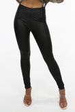 Button Front High Waisted PU Legging