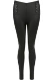 Button Front High Waisted PU Legging