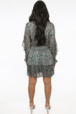 Green Contrast Floral Print Tops & Skirt Co-Ord