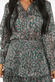 Green Contrast Floral Print Tops & Skirt Co-Ord