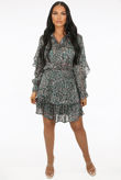 Green Contrast Floral Print Tops & Skirt Co-Ord