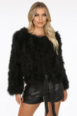 Navy Ostrich Feather Jacket 