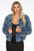 Blue Ostrich Feather Jacket 