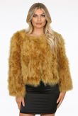 Mustard Ostrich Feather Jacket