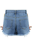 Ribbon Lace Up Denim Shorts