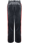 Contrast Side Panelled Velvet Trouser in Grey