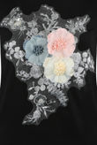 Black -Silver Floral Applique Trim Tee