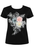 Black -Silver Floral Applique Trim Tee