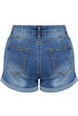 Washed Rolled Denim Shorts