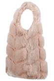 Layered Block Pattern Shaggy Fur Gilet