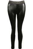 Faux Leather Fret Waist Band Leggings