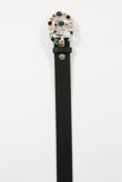 Diamante Logo Buckle PU Black Belt