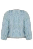 Sky Ostrich Feather Long Sleeve Coat