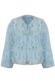 Sky Ostrich Feather Long Sleeve Coat