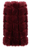 Burgundy Layered Block Pattern Shaggy Fur Gilet