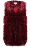 Burgundy Layered Block Pattern Shaggy Fur Gilet