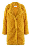 Mustard Faux Fur Teddy Long Coat