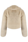 Beige Teddy Faux Fur Cropped Jacket