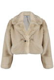Beige Teddy Faux Fur Cropped Jacket