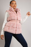 Rose Faux Fur Elastic Waist Band Gilet