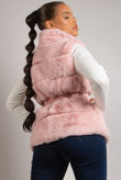 Rose Faux Fur Elastic Waist Band Gilet