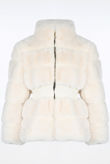 Creme Faux Fur Elastic Waist Band Jacket
