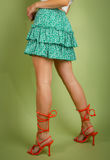 Green Polka Dot Chiffon Frill Hem Mini Skirt