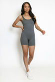 Grey Ribbed Waist Control Unitard