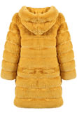 Yellow Layers Pattern Shaggy Faux Fur Overcoat