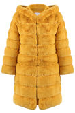 Yellow Layers Pattern Shaggy Faux Fur Overcoat