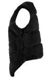 Black Layers Pattern Low Front Faux Fur Gilet