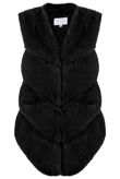 Black Layers Pattern Low Front Faux Fur Gilet