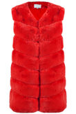 Red Luxury Long Faux Fur Gilet