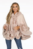 Rose Faux Fur Cape Shawl Pullover