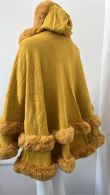 Yellow Faux Fur Cape Shawl Pullover