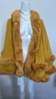 Yellow Faux Fur Cape Shawl Pullover