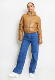 PU Cropped Puffer Jacket 