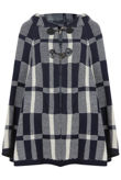 Blue Check Knitted Hooded Jacket