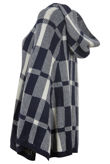 Blue Check Knitted Hooded Jacket