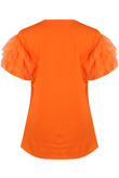 Orange Tulle Sleeves T-Shirt