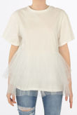 White Tulle Peplum T-Shirt