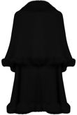 Plain Black Fur Trimmed Layered Cape 