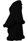 Plain Black Fur Trimmed Layered Cape 