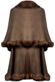 Brown Fur Trimmed Layered Cape