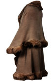 Brown Fur Trimmed Layered Cape