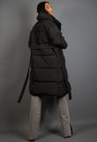 Black Long Padded Belted Puffer Coat