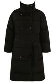 Black Long Padded Belted Puffer Coat