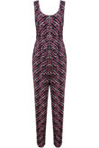 Purple Strip Patterned Front Zip Up Jumpsuit