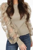 Beige Organza Sleeve Jumper 