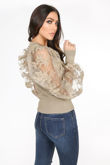Beige Organza Sleeve Jumper 